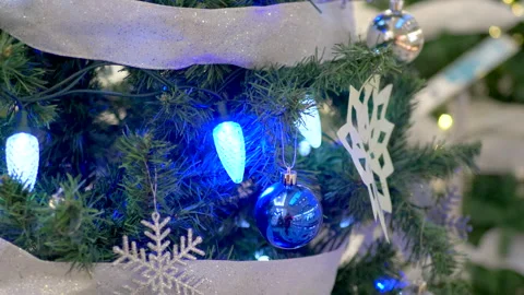 Blue Christmas Light Sparkle Decorations Background Stock-Footage 144659341