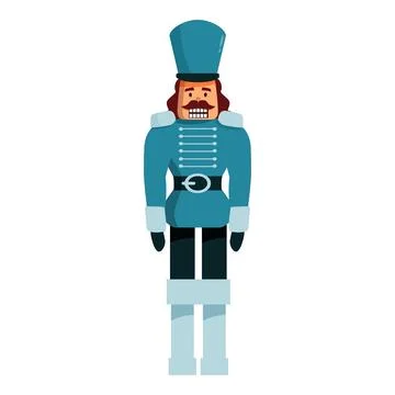Blue christmas nutcracker soldier standing up straight 스톡 일러스트