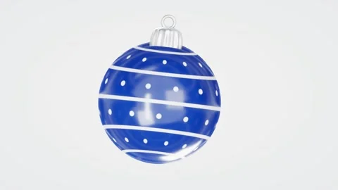 Blue christmas ornament with white patterns. 3d rendering Video stock 340354027