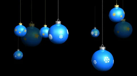Blue Christmas ornaments background.  Loopable with alpha channel. Stock Footage 30475522