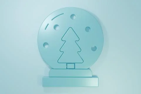 Blue Christmas snow globe with fallen snow and christmas tree icon isolated.. Stock Illustration