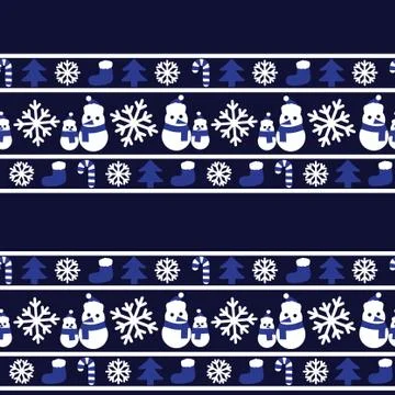 Blue Christmas Snowman seamless pattern background イラスト素材