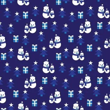 Blue Christmas Snowman seamless pattern background Illustrazione stock