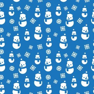 Blue Christmas Snowman seamless pattern background Illustrazione stock