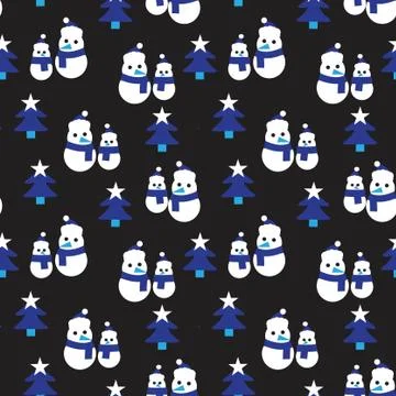 Blue Christmas Snowman seamless pattern background Stockillustratie