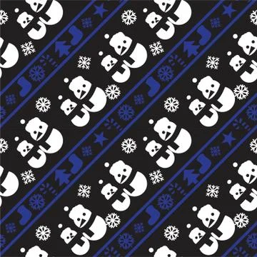 Blue Christmas Snowman seamless pattern background Illustrazione stock