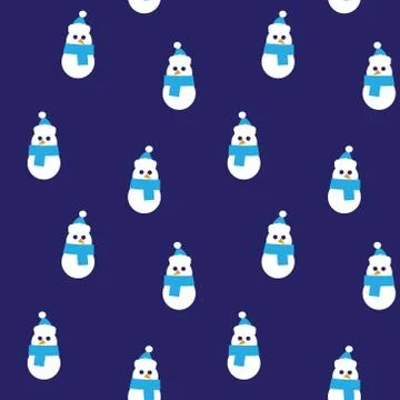 Blue Christmas Snowman seamless pattern background Stockillustratie
