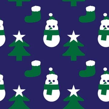 Blue Christmas Snowman seamless pattern background Illustrazione stock