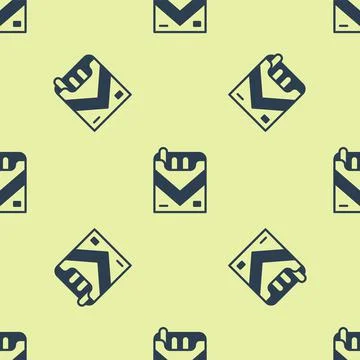 Blue Cigarettes pack box icon isolated seamless pattern on yellow background Illustrazione stock