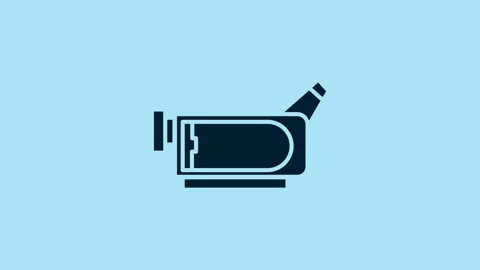 Blue Cinema camera icon isolated on blue background. Video camera. Movie sign Stock Footage 231483692