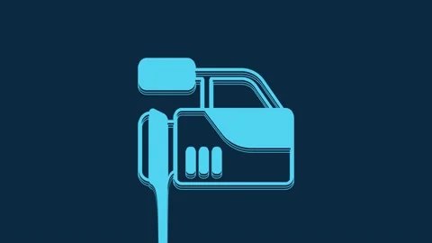 Blue Cinema camera icon isolated on blue background. Video camera. Movie sign Stock Footage 235910299
