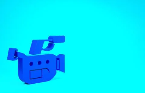 Blue Cinema camera icon isolated on blue background. Video camera. Movie sign 스톡 일러스트