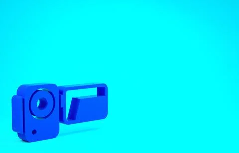 Blue Cinema camera icon isolated on blue background. Video camera. Movie sign Stock Illustration