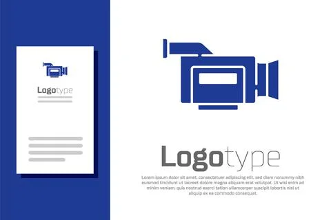 Blue Cinema camera icon isolated on white background. Video camera. Movie sign イラスト素材