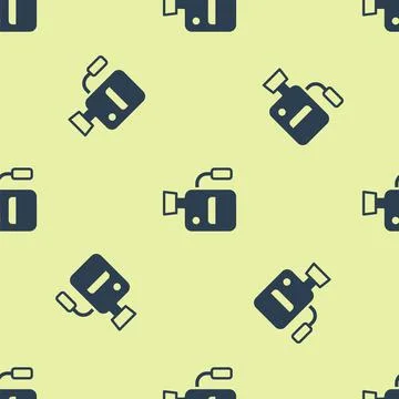 Blue Cinema camera icon isolated seamless pattern on yellow background. Video Stock Illustration
