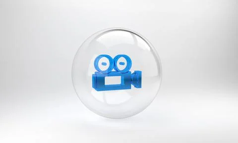 Blue Cinema camera icon isolated on grey background. Video camera. Movie sign Stock Illustration