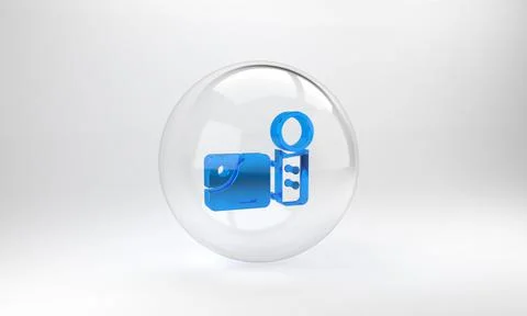 Blue Cinema camera icon isolated on grey background. Video camera. Movie sign Illustrazione stock