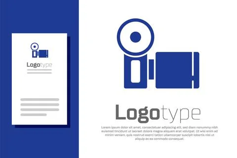 Blue Cinema camera icon isolated on white background. Video camera. Movie sign Stock Illustration