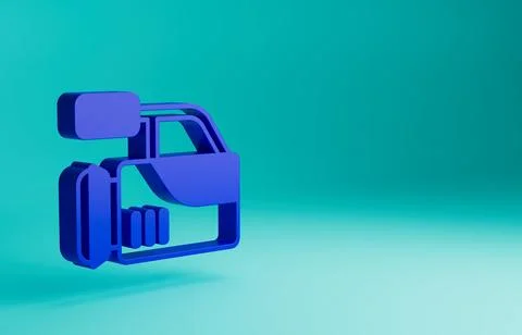 Blue Cinema camera icon isolated on blue background. Video camera. Movie sign Stock Illustration
