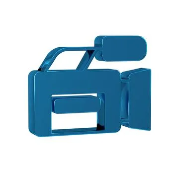 Blue Cinema camera icon isolated on transparent background. Video camera. M.. イラスト素材