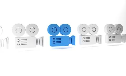 Blue Cinema camera icon isolated on white background. Video camera. Movie s.. Stock Illustration