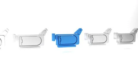 Blue Cinema camera icon isolated on white background. Video camera. Movie s.. Illustrazione stock