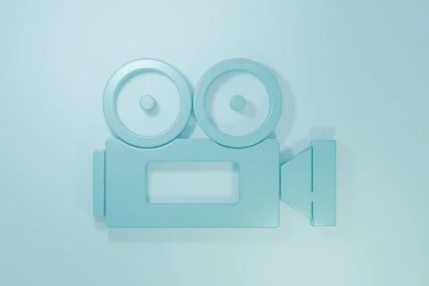 Blue Cinema camera icon isolated on blue background. Video camera. Movie si.. Illustrazione stock