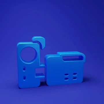 Blue Cinema camera icon isolated on blue background. Video camera. Movie si.. Stock Illustration