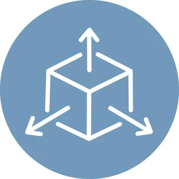 Blue Circle 3d Cube Dimensions Icon Stock Illustration