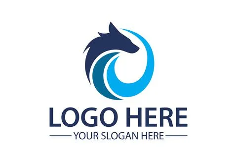 Blue Circle Abstract Fox Wolf Logo Design	 Illustrazione stock