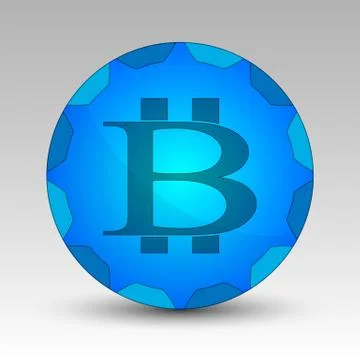 Blue circle with bitcoin sign Stock Illustration