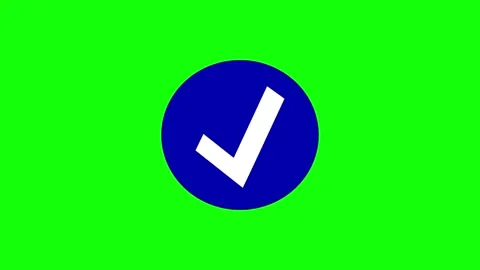 Blue Circle Checkmark Pop Animation, Loop on Green Screen. Stock Footage 341814116