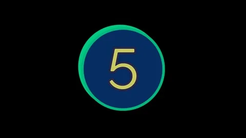 Blue Circle Countdown Number 5 Animation Clip Stock Footage 332087922