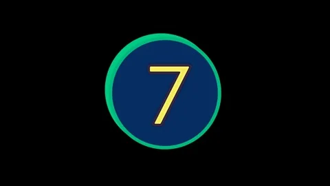 Blue Circle Countdown Number 7 Animation Clip Stock Footage 332087911