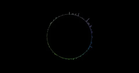Blue circle digital equalizer audio sound waves on black background, stereo Vidéo 113984881