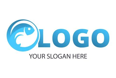 Blue Circle Flat Abstract Fish Jump Logo Design	 Stock Illustration