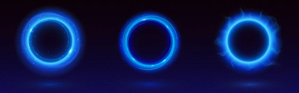 Blue circle frames set Stock Illustration