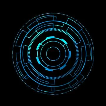 Blue circle futuristic interface hud on black background. Stock Illustration