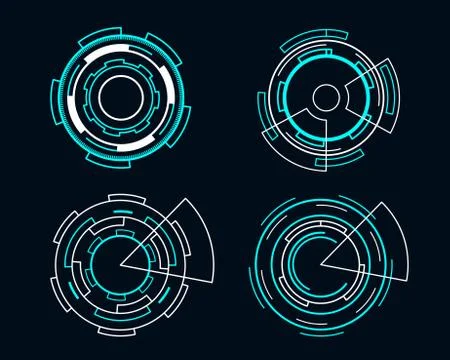 Blue circle futuristic interface hud set vector technology design. Stock Illustration