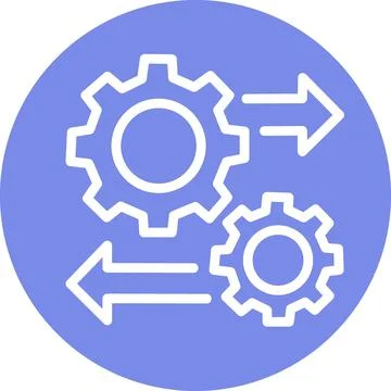 Blue Circle Gears Workflow Process Icon Stock Illustration