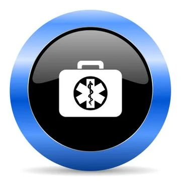 Blue circle glossy web icon Stock Illustration