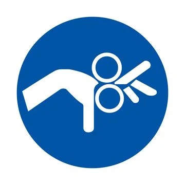 Blue Circle with Hand and Two Circles Symbolizing Interaction and Care Stock Illustration