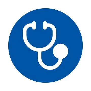 Blue Circle Icon Illustrating Simple Stethoscope Design for Healthcare Use イラスト素材