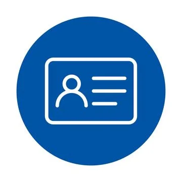Blue Circle Icon of Personal Identification Card with User Profile Image Stock Illustration