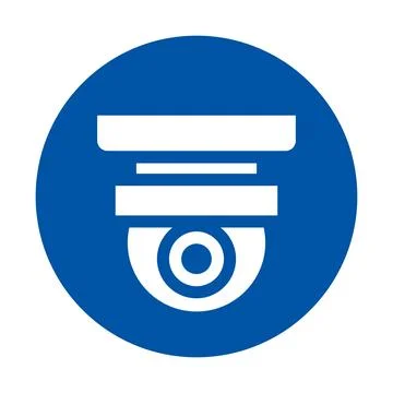 Blue Circle Icon with Security Camera Symbol for Surveillance Technology Stock Illustration