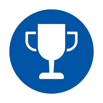 Blue Circle Icon with Trophy Symbol Representing Achievement and Success Stock Illustration