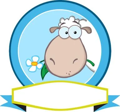 Blue Circle Label With Sheep And Ribbon Stock Illustration