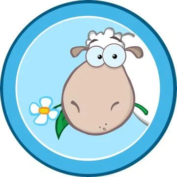 Blue Circle Label With Sheep Stock Illustration