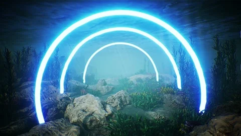 Blue Circle Led Light Underwater Aquarium 4K Video stock 159651475