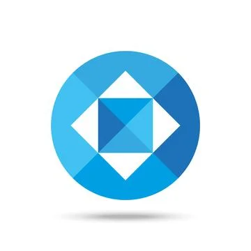 Blue circle logo with squares shape inside geometric abstract forms. Modern.. Stock Illustration